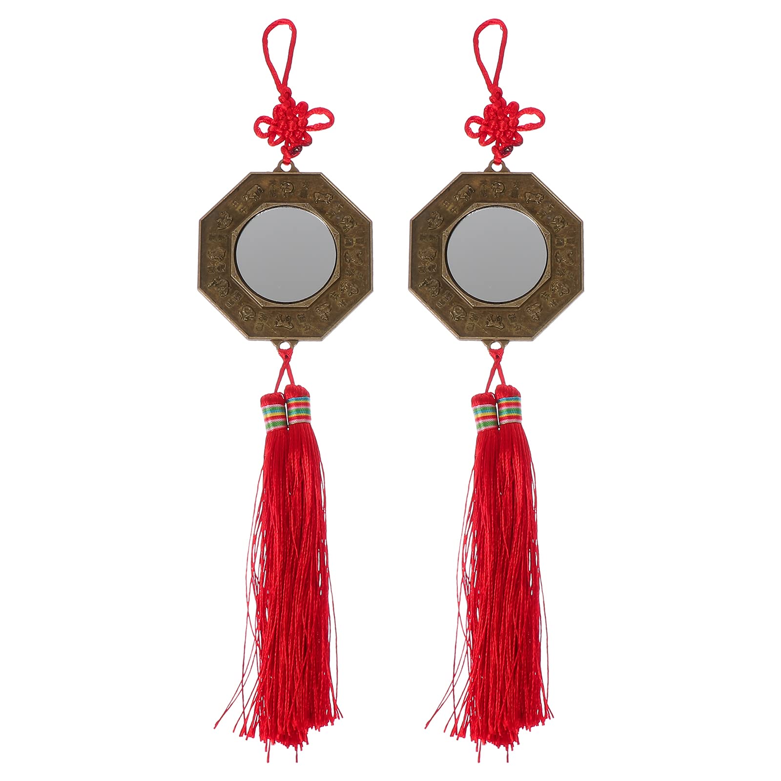 Pendentif Miroir en Alliage 2pcs Décoration Maison Unique pour Éloigner Les Esprits Malins et Ornement Propice Feng Shui Salon