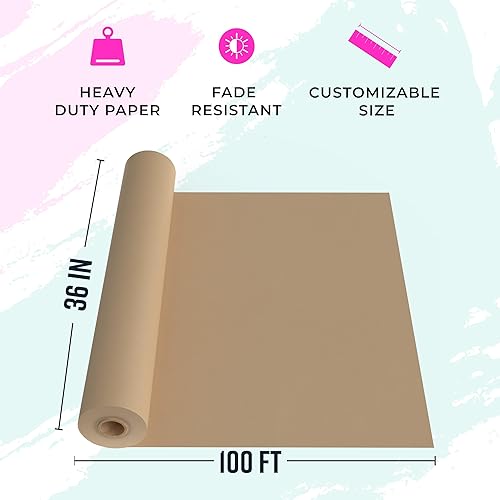 Vista 56 de Bryco Goods Rollo de papel kraft blanco de 18 x 1200 pulgadas (100 pies), paquete de 2, papel de caballete para artes y manualidades, revestimiento