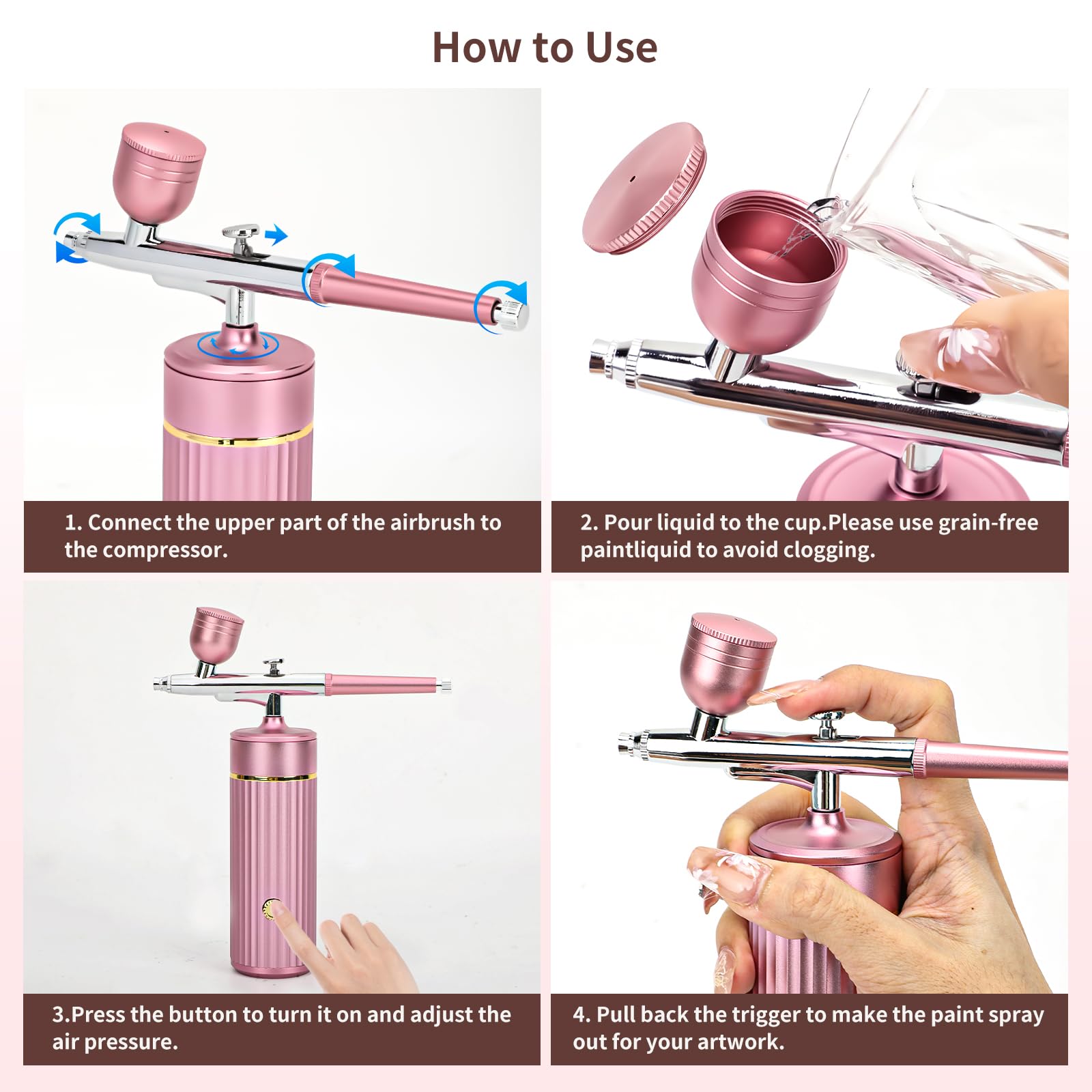 Kit Aérographe Avec Compresseur Portable Sans Fil Mini Air Brush Kit
