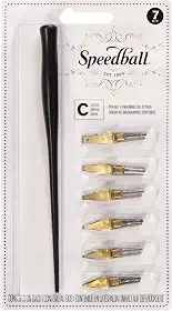 Speedball Kit para Caligrafia C Style 2957, Preto e Metálico