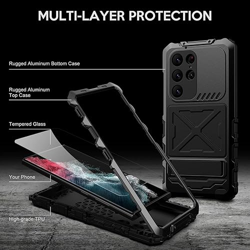 Miniatura 5 de Funda para Galaxy S23 Ultra, resistente armadura de 360 grados, cubierta protectora de cuerpo completo para Samsung Galaxy S23 Ultra, protector de