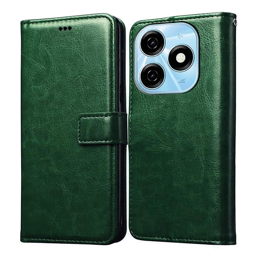 Amazon Brand- Solimo Flip for Tecno Spark 20 4G (Leather_Green) (B0CV7KDRSJ) Amazon Price History, Amazon Price Tracker