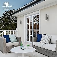 Vista 7 de mirrea Lámpara moderna para porche al aire libre en 2 luces con cilindro de aluminio y cubierta de vidrio templado, aplique de pared impermeable