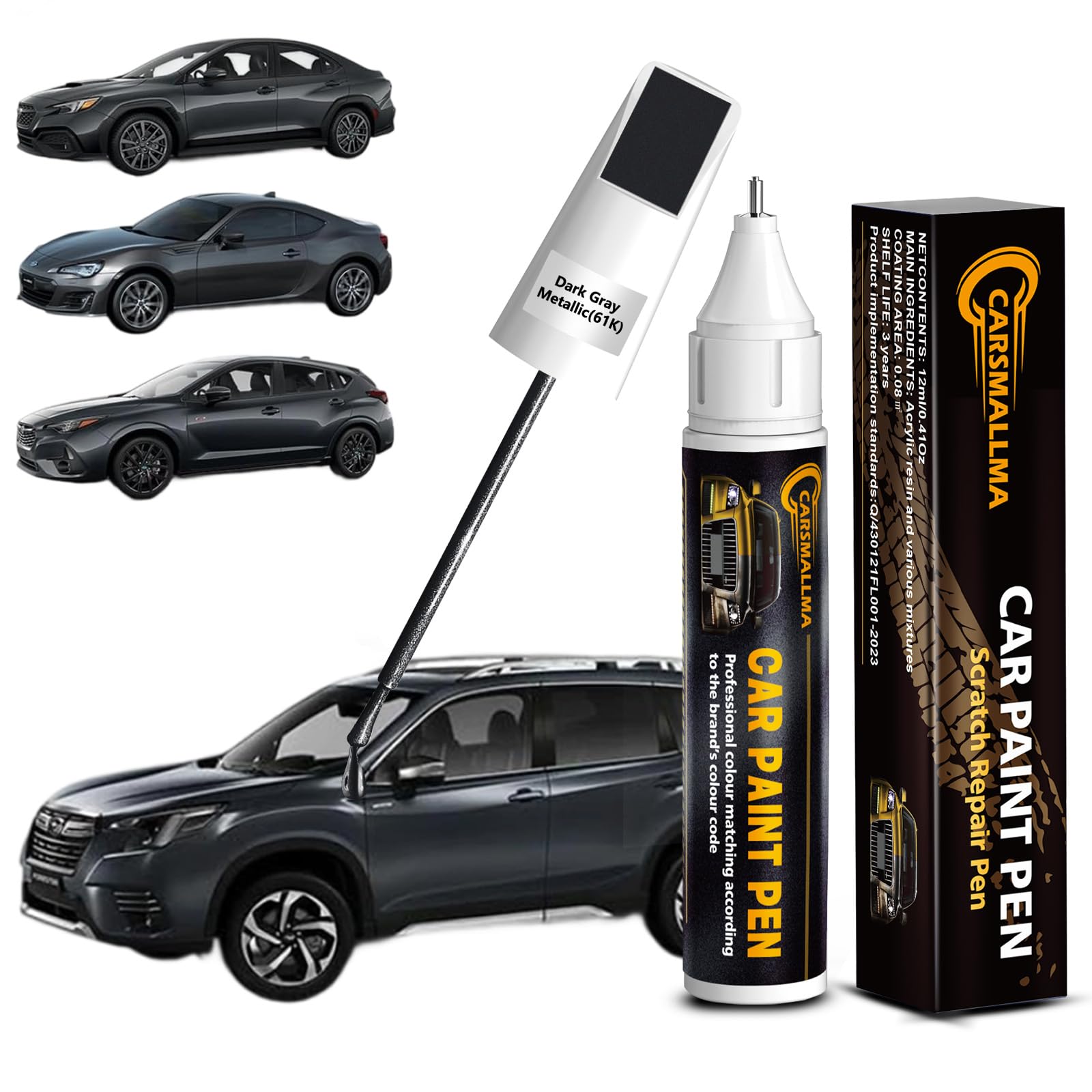 Carsmallma 61K Dark Gray Metallic Touch Up Paint for Subaru