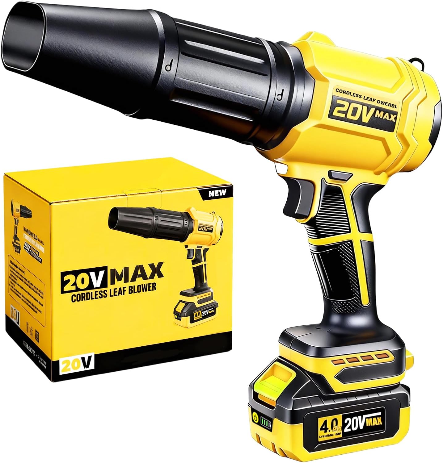 Cordless Leaf Blower for DEWALT 20V Max Battery, 720-CFM 180-MPH Handheld Electric Dust Blower with Light, Battery Powered Leaf Blowers for Keyboards Patio Rain Snow Removal (4.0Ah Battery Included)