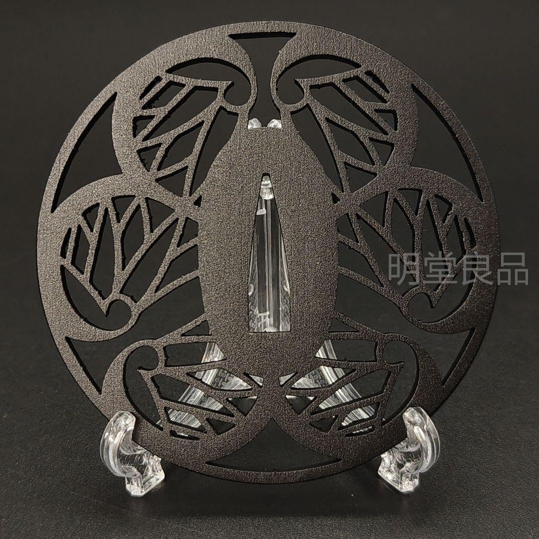 日本刀装具 刀鍔 家紋の図 三つ葉葵 銅地 細工 金メッキ 刀剣美術