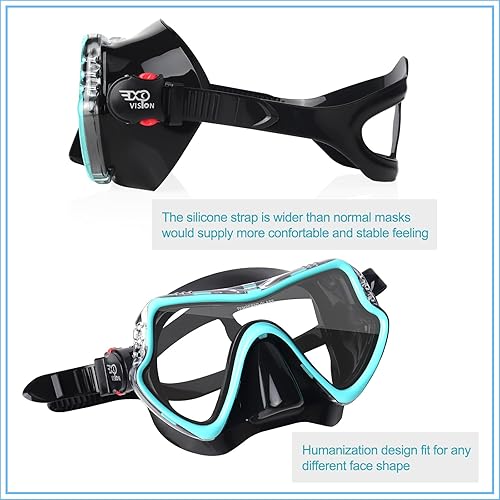 Miniatura 6 de Máscara de buceo, máscara de esnórquel profesional, lente ultra transparente con lentes de vidrio templado de visión amplia, máscara de buceo
