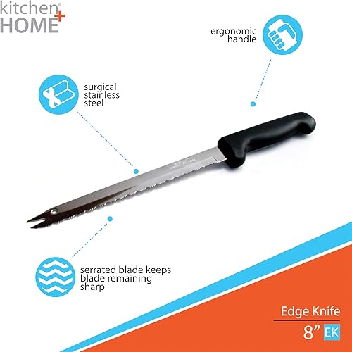 Miniatura 2 de Kitchen + Home Cuchillo para cortar pan  Cuchillo de cocina serrado de acero inoxidable quirúrgico ultra afilado de 8 pulgadas  Nunca necesita