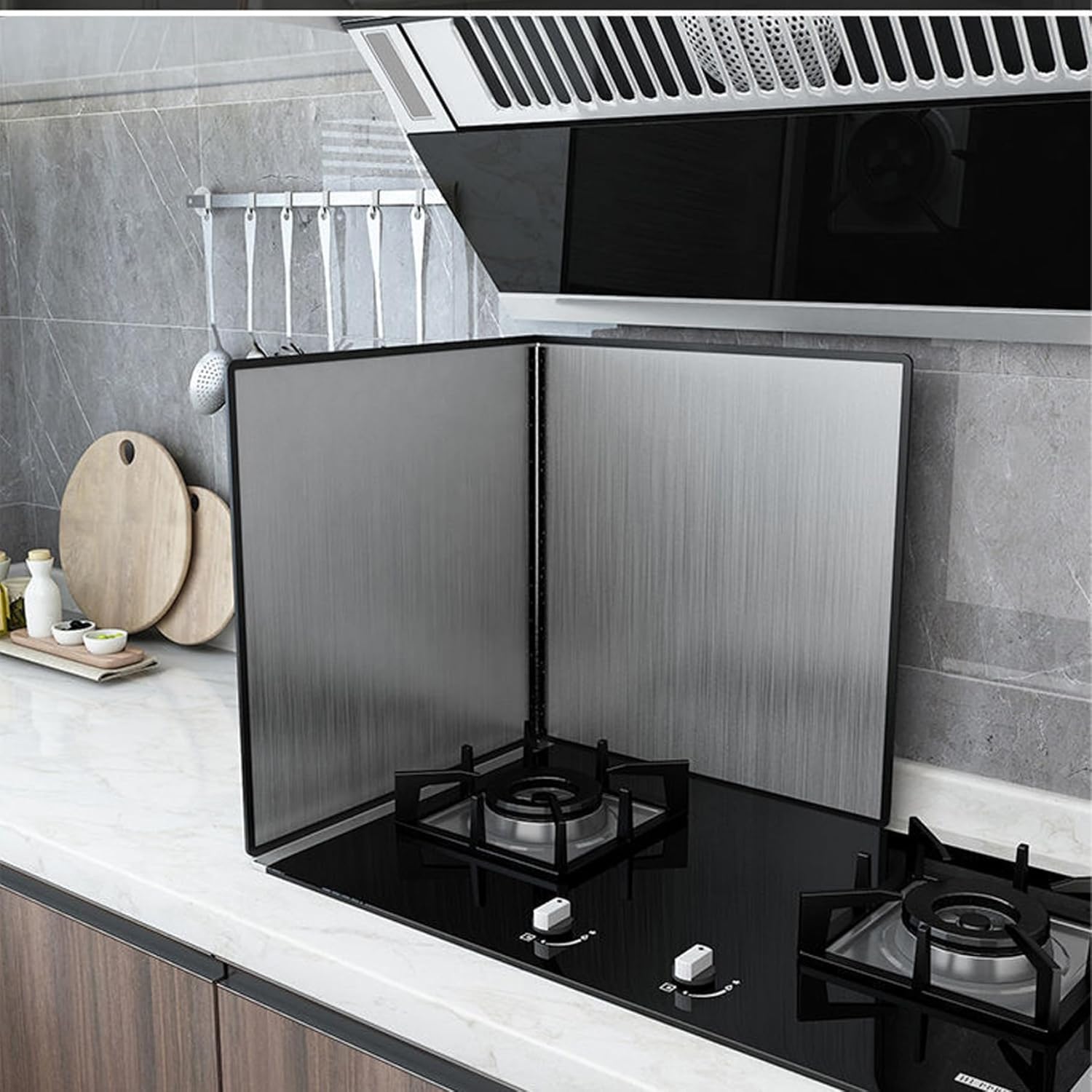 Grease Splatter Guard, Stainless Steel Fry Wall Splash Guard, Foldable Design with Rubber Edging, Heat-Resistant and Dampproof for Kitchen Cooking
