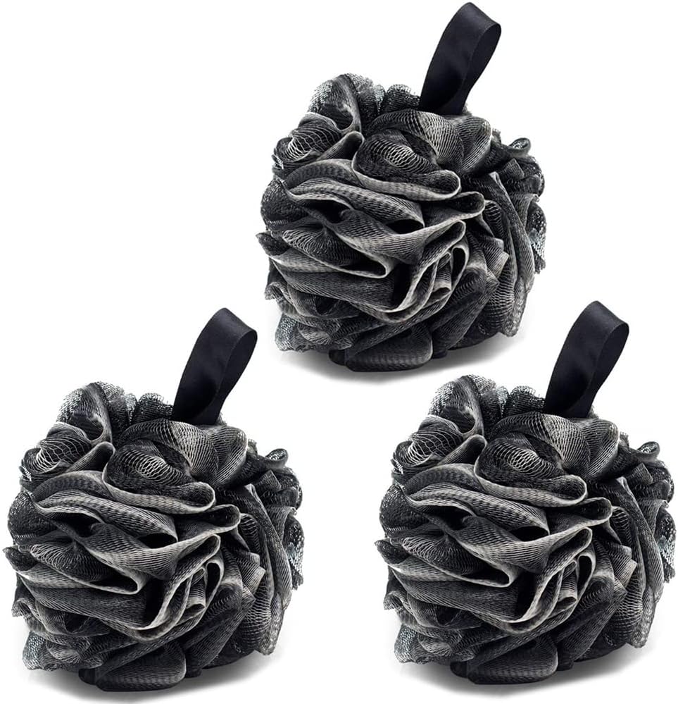 3 Pack Bath Shower Sponge JollyJelly Mesh Bath Loofahs Body Scrubber Brush for Women Men Exfoliate Skin Clean Soothe Skin (60g/PCS)