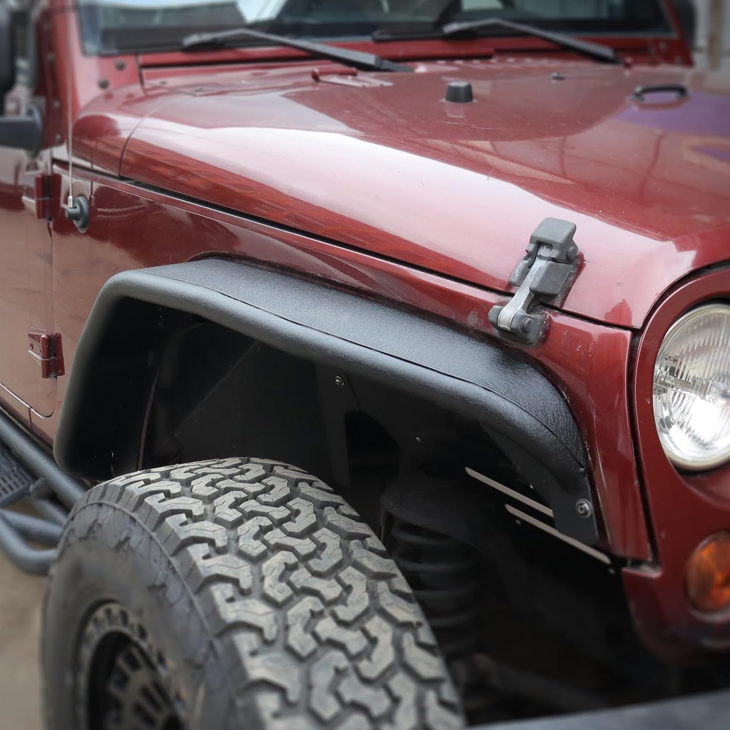 Front & Rear Fender Flares Compatible with 2007-2018 Jeep Wrangler JK & JKU Unlimited (2-Door & 4-Door), 4 PCS Off-Road Steel Wheel Fender Flares