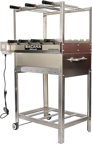 Parrilla de barbacoa brasileña todo en uno - 7 pinchos - Churrasco - Acero inoxidable - Parrilla portátil de leña y carbón Gaucho Churrasqueira para