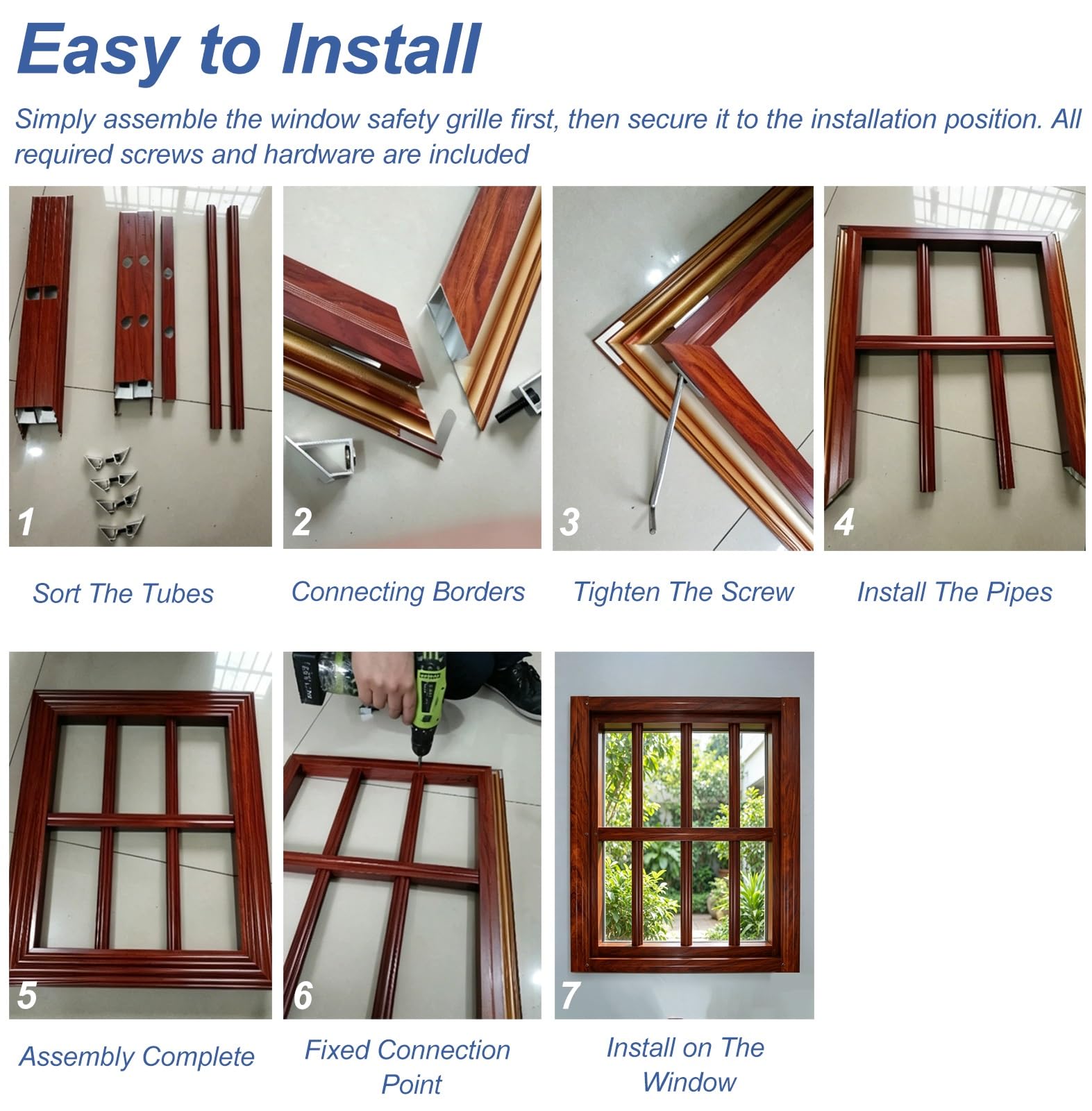 Rejas para Ventanas Exteriores Barras de Seguridad Extraanchas para Ventanas 100 150 180 210 cm, Rejas de Seguridad Antirrobo para Escaparates y Vallas Protección(W100xH65cm/39x26in)