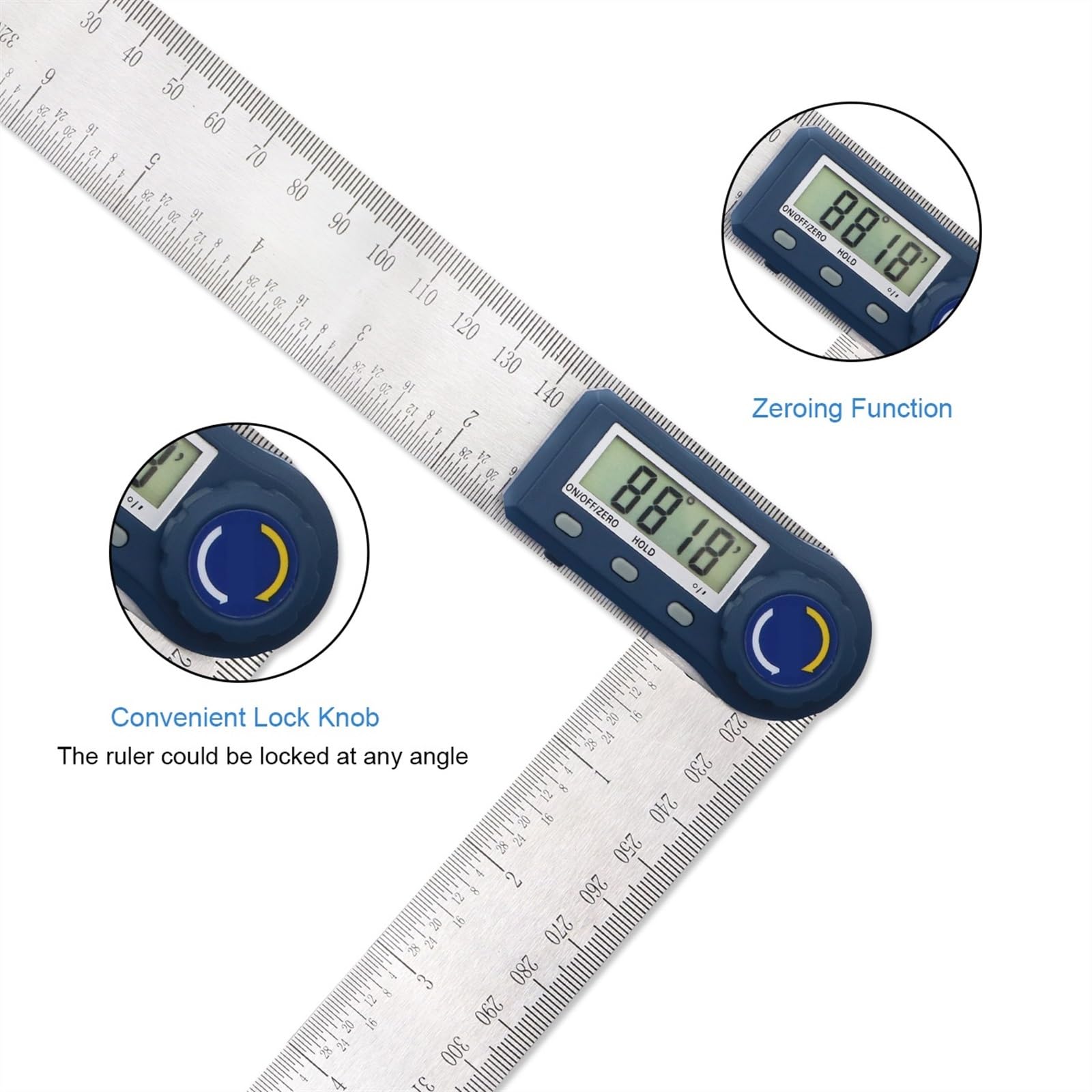 Goniometro elettronico da 200 mm in acciaio inossidabile righello angolare digitale inclinometro rilevatore di angolo misuratore | 0-300mm