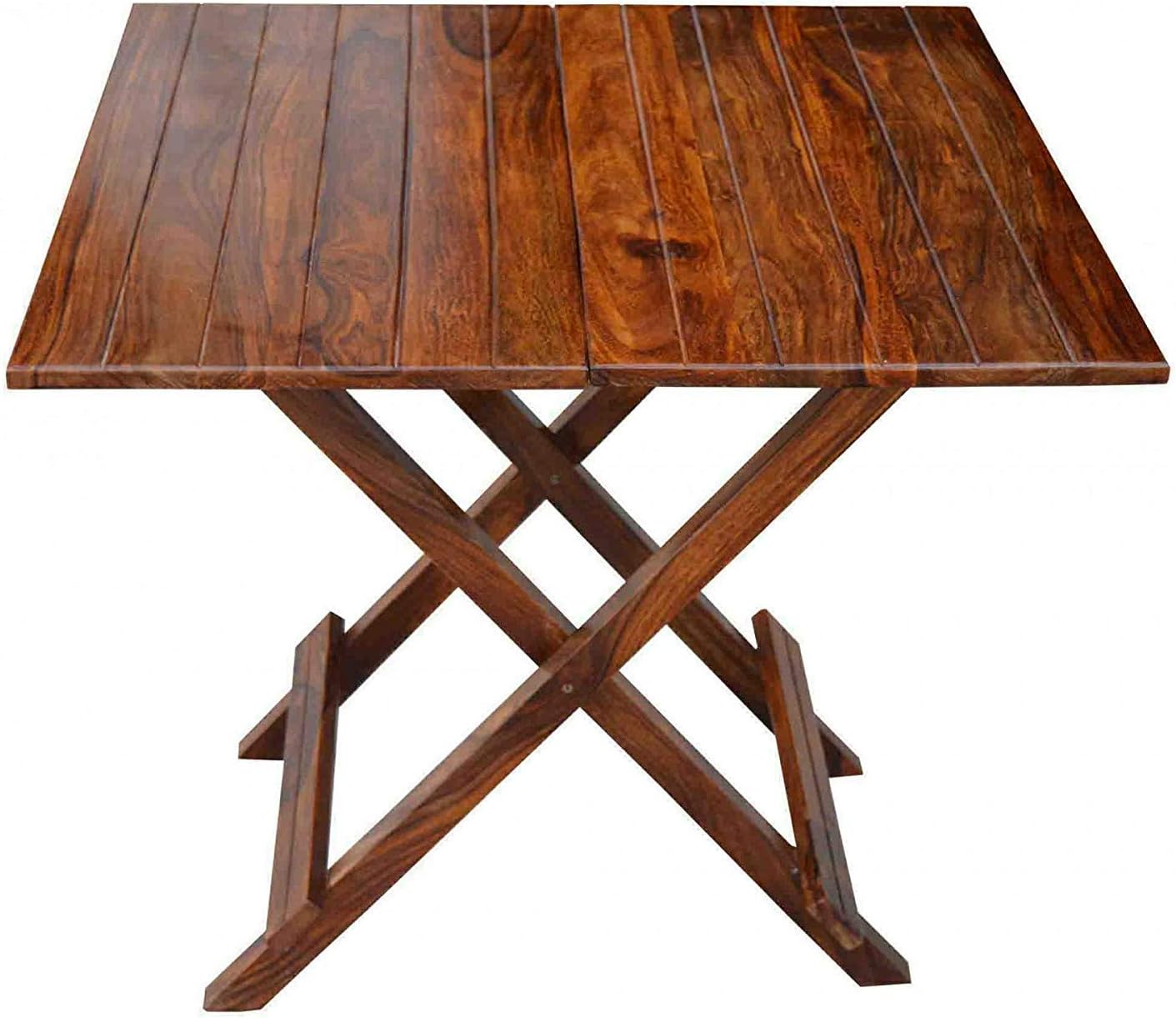 CRAFT D ARTS Sheesham Wood Square Folding Patio Table | Coffee Table for Garden and Outdoor | Balcony Furniture Natural Finish, Brown