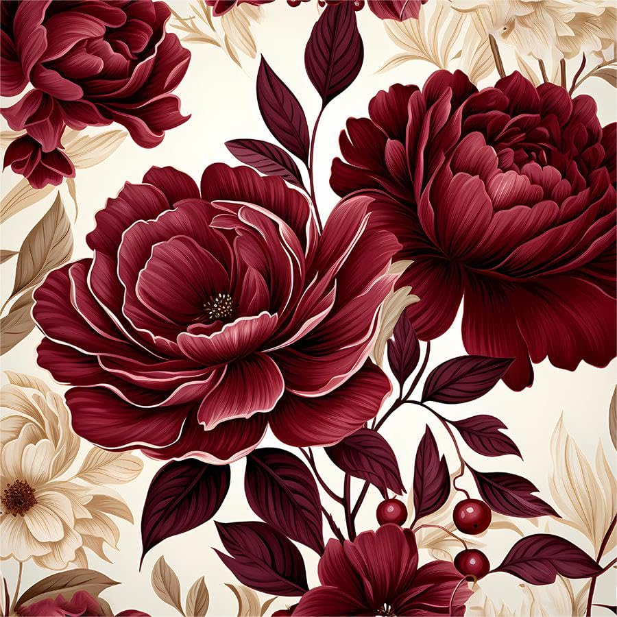 Papel pintado vintage de peonía para apartamento de inquilinos y salones