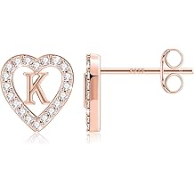 Christmas Gifts for Grandkids Girls Earrings - S925 Sterling Silver Post CZ Hypoallergenic Stud Heart Initial Earrings for Women Kids Jewelry Stocking Stuffers for Teen Girls Birthday Gifts