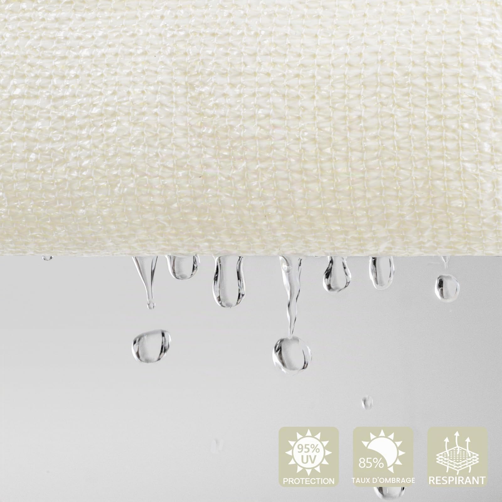 AXT SHADE Voile d'ombrage Rectangulaire 2x3m Toile Ombrage HDPE Respirant UV Protection pour Terrasse Jardin Extérieur-Crème