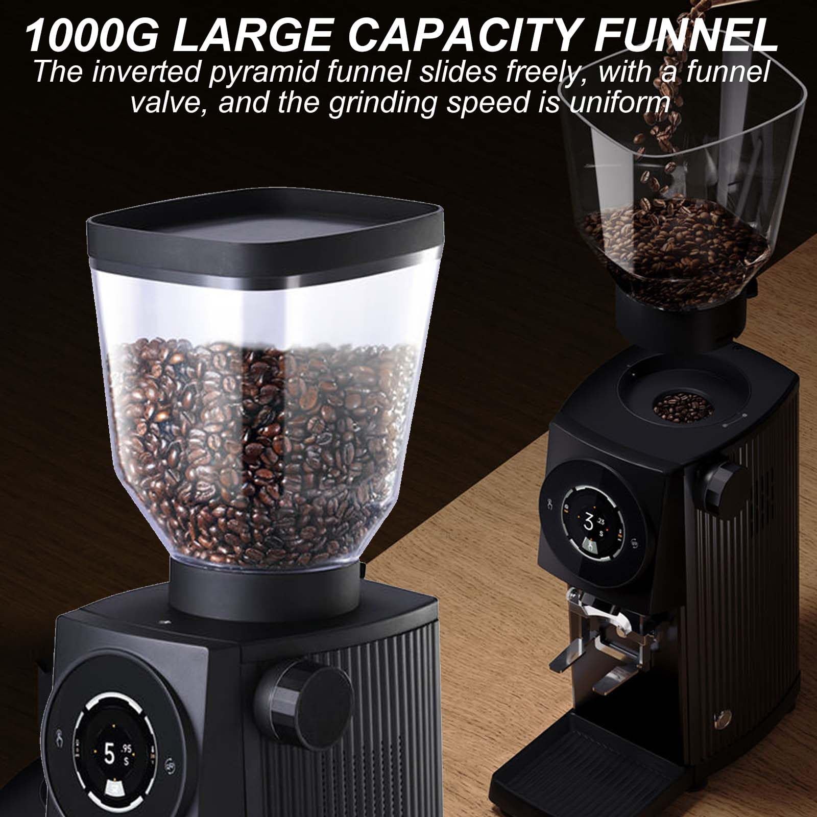Komercyjny MłYnek Do Kawy, Elektryczny MłYnek Z PłAskim żArnem O Mocy 600 W, Z żArnami Stalowymi 83 Mm, Sterowanie Za Pomocą Ekranu Dotykowego Hd, Do Espresso, Zaparzania, Cold Brew