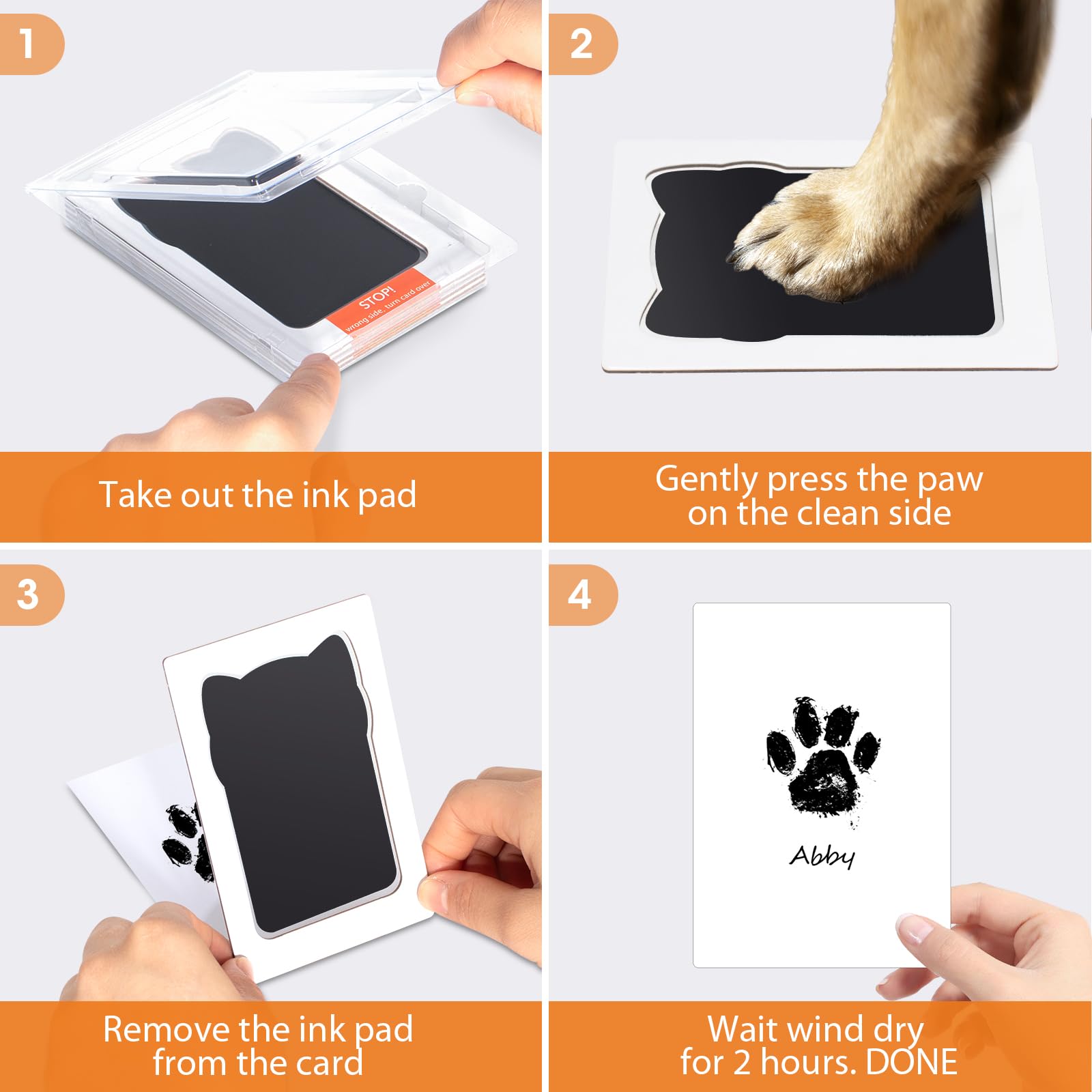 Nabance Baby Handprint and Footprint Kit, Paw Print Kit for Dogs & Cats, 4 Paw Stamp Pads, 8 Imprint Cards, Dog Paw Print Kit - Image 3