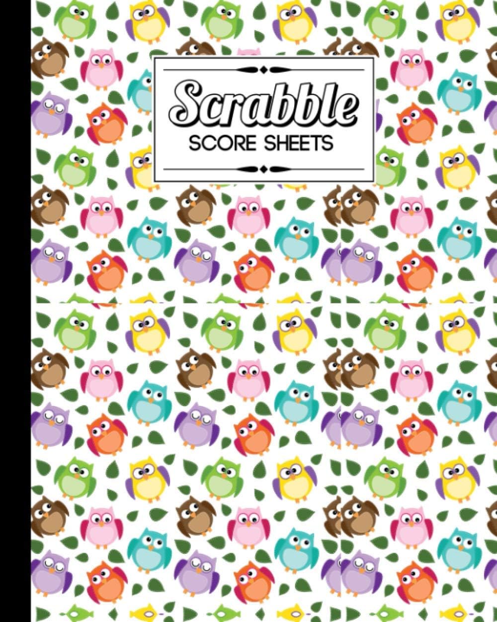 Scrabble Score Sheet: Owls Scrabble Score Sheet, Scrabble Game Record book For up to 4 Players, Scrabble Game Sheets For Board Game Words Building, 121 Pages, Size 8" x 10"