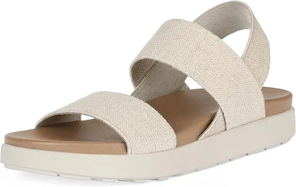 PTUPLYU Womens Walking Sandals Comfortable, Casual Low Platform Sandals with Back Strap Lightweight, Orthopedic Wedge Travel Shoes