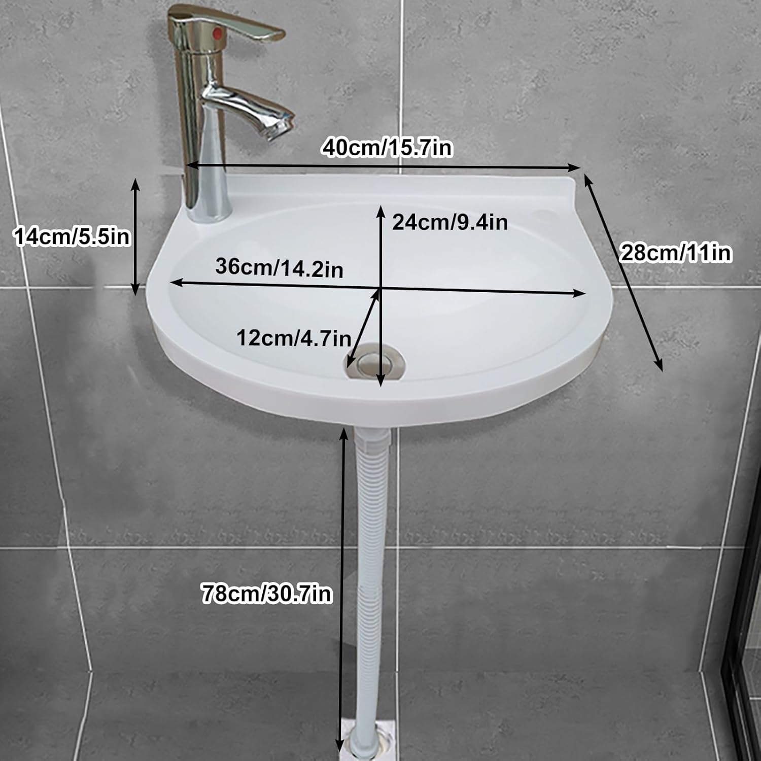 Wall Mount Plastic Sink, Mini Vessel Sink, Laundry Tub, Rv Bathroom Sink (Color : B)