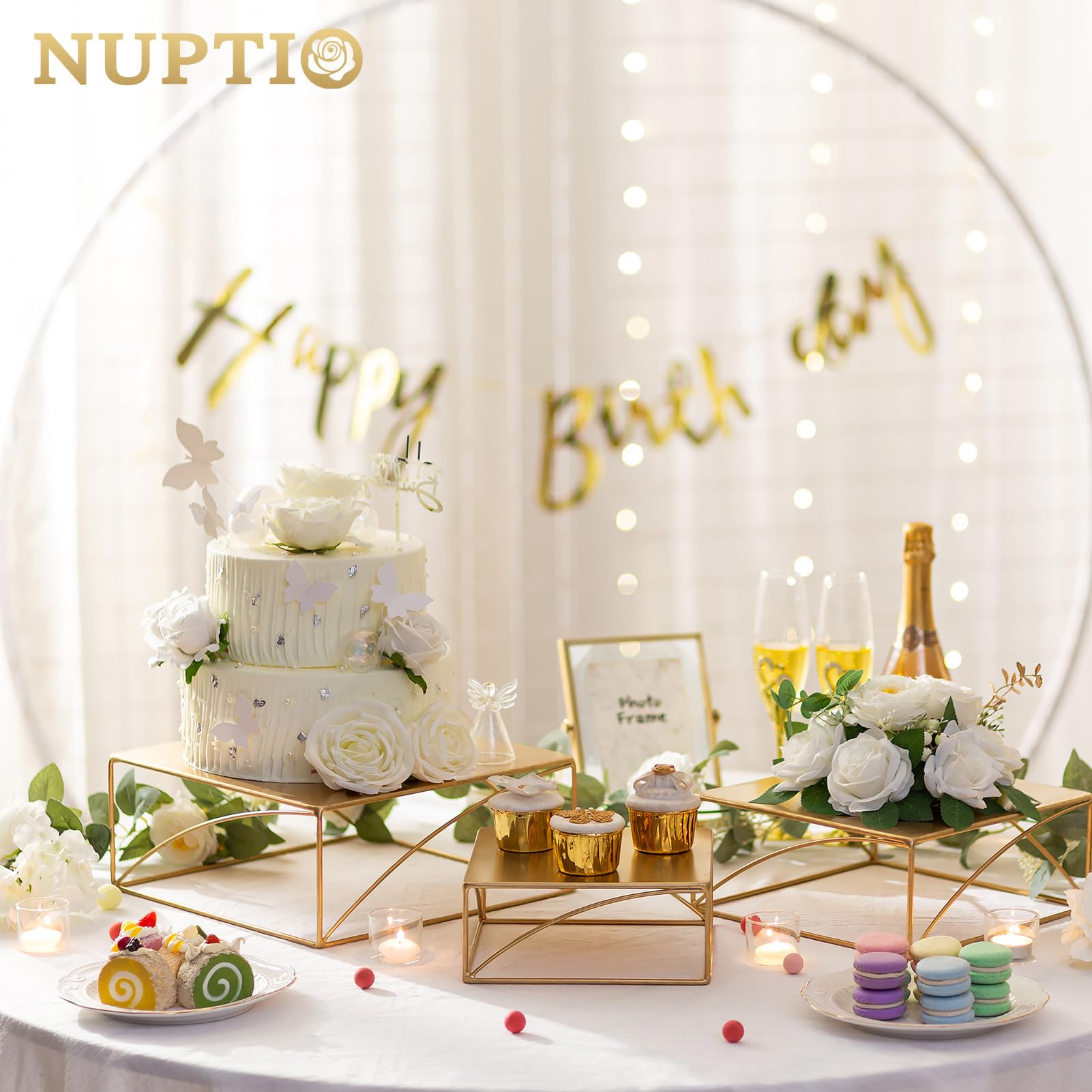 Nuptio 3 Delige Caketribune Set Ronde Metalen Caketribunes Dessert