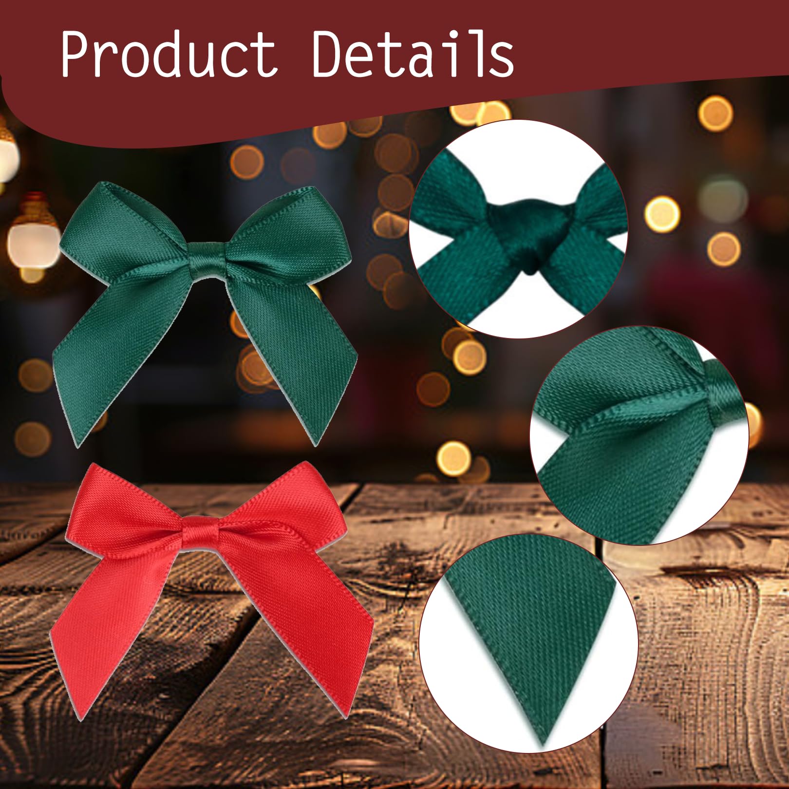 Sgehenr Red Green Bows for Christmas Tree Decorations,48Pcs Statin Bows Ribbon Craft Bows Baskets Bows Ornaments Christmas Bows for Gift Wrapping Xmas Wedding Presents Bowknot Party Decors - Image 2