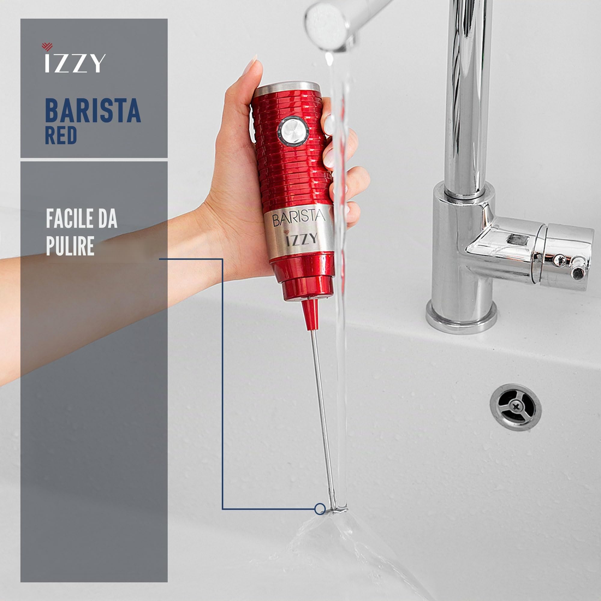 Benrubi Barista IZZY - Mini frullatore elettrico, 30 Watt, in acciaio INOX