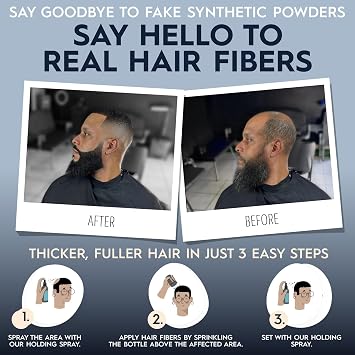 Hair Illusion Combo Kit - Hold Spray, 38g Hair Fiber Bottle, Applicator & Hairline Optimizer (Black)