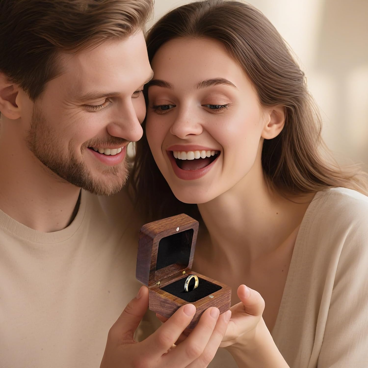 TUNGSTORY Tungsten Wedding Bands for Women, 4mm Imitated Meteorite Inlay Wedding Rings Classic Black & Gold Ring Comfort Fit Jewelry Gift for Her Size 5-10