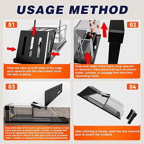 Miniatura 5 de Trampas humanas para ratones 2025, trampa de jaula viva para ardillas, mascotas y niños, apta para mascotas y niños, trampa para ratas humanas al