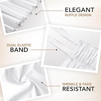 Utopia Bedding King Elastic Bed Ruffle - Easy Wrap Around Ruffle - Microfiber Bed Skirt with Adjustable Elastic Belt 16 Inch Tailored Drop - Hotel Quality Bedskirt, Fade Resistant (King, White)