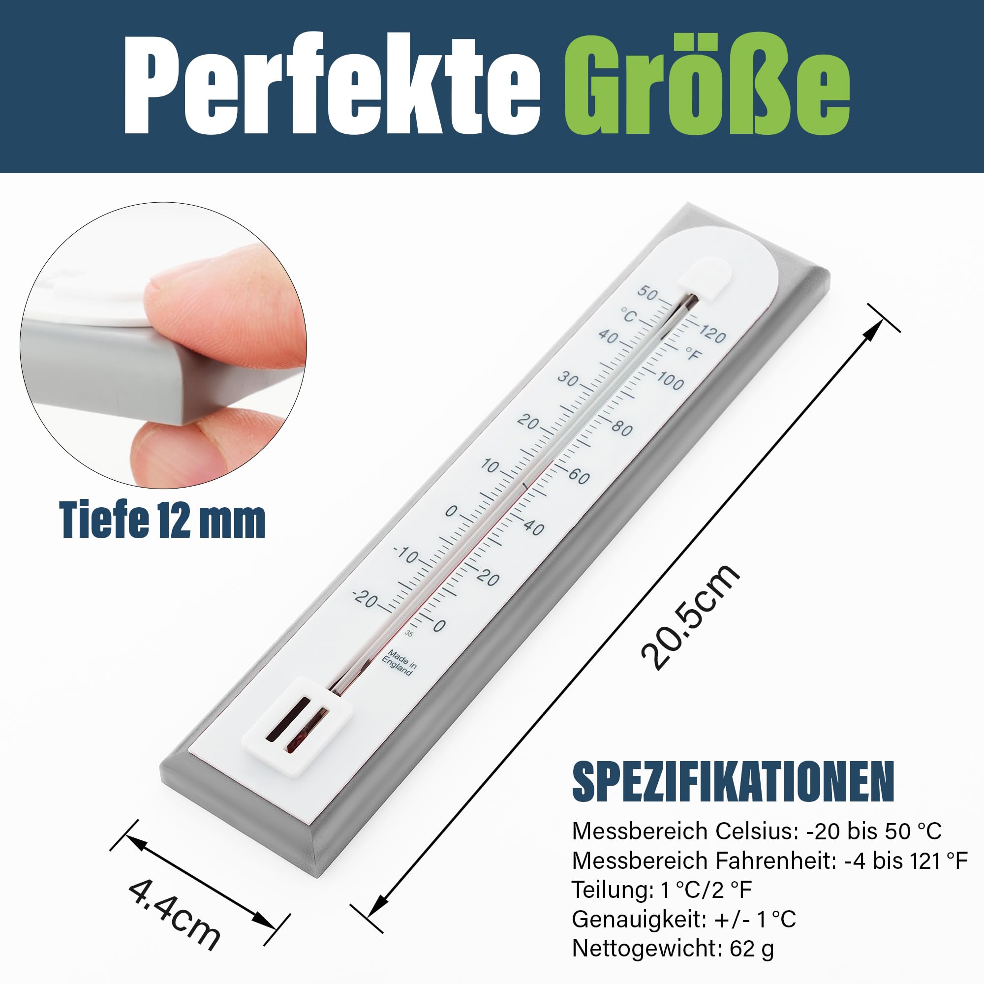 Genaues Raumthermometer Innen Analog den Einsatz als Raumtemperatur Messgerät im Heimbüro, Garten oder Gewächshaus, einfach an der Wand Zimmer Thermometer zu montieren, für drinnen und draußen