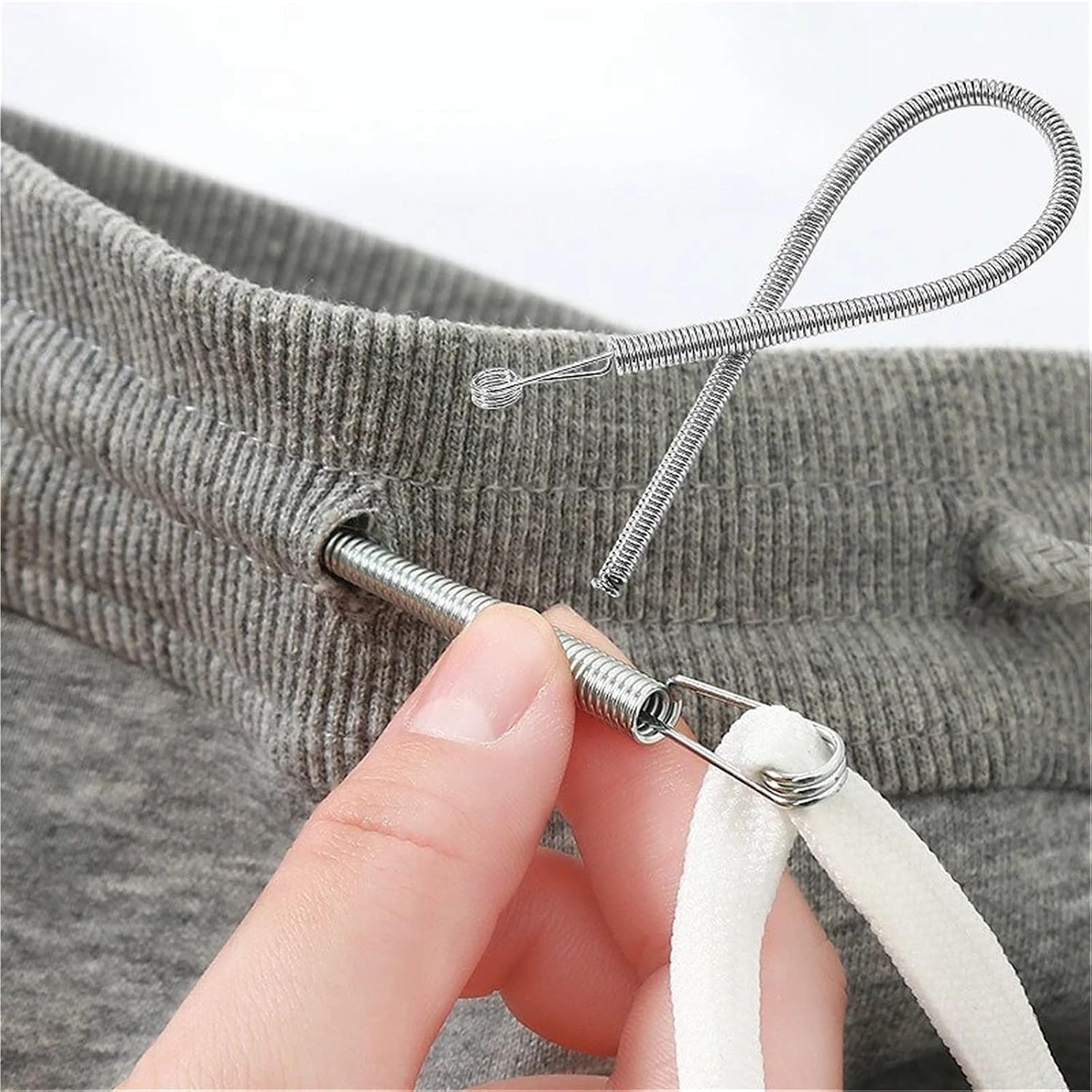 Drawstring Cord with Spring Threader Tool 15Pcs Stainless Steel Bendable Spring Drawstring Needle Multipurpose DIY Sewing Clothes