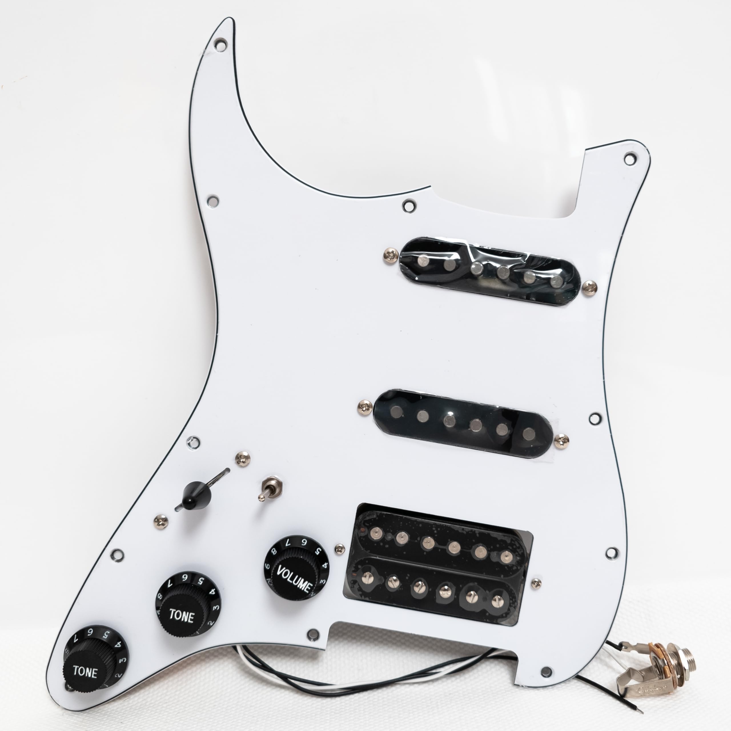 SSH - Juego de pastillas precableadas para guitarra eléctrica Fender Strat, con bobina única Alnico V y pastillas Humbucker, ollas de eje de cobre, conjunto de arnés de cableado de alta salida