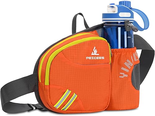 Peicees Riñonera con soporte para botella de agua para hombres y mujeres, senderismo, correr, pasear al perro, para todos los teléfonos (botella no