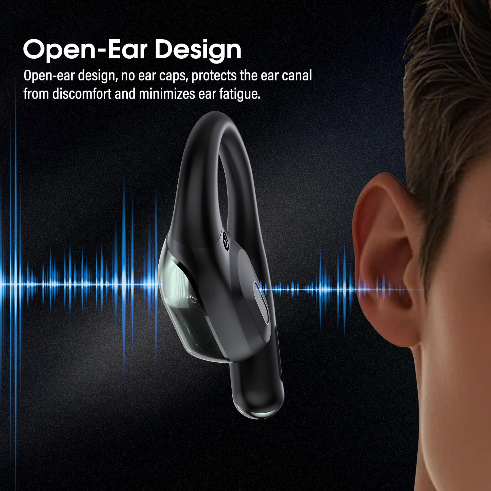 Écouteurs sans fil Bluetooth à oreilles ouvertes pour le fitness/entraînement Noir