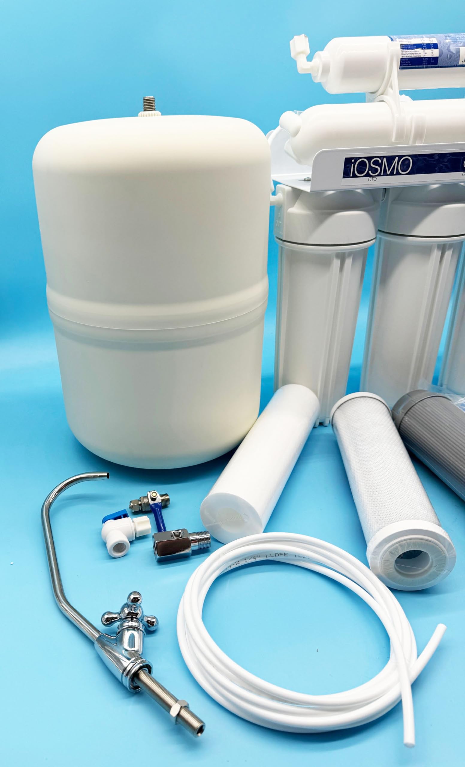 Osmosis Inversa Domestica iOSMO LITE 5 Etapas | 3 Estapas de Filtrado + 1 Estapa de Osmosis + Filtro Remineralizacion | Accesorios de Montaje Incluidos