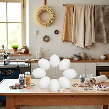 10PCS Simulation Egg White Plastic Fake Eggs DIY Easter Ornaments Painting and Realistic Egg Crafts for Party Home Decor
