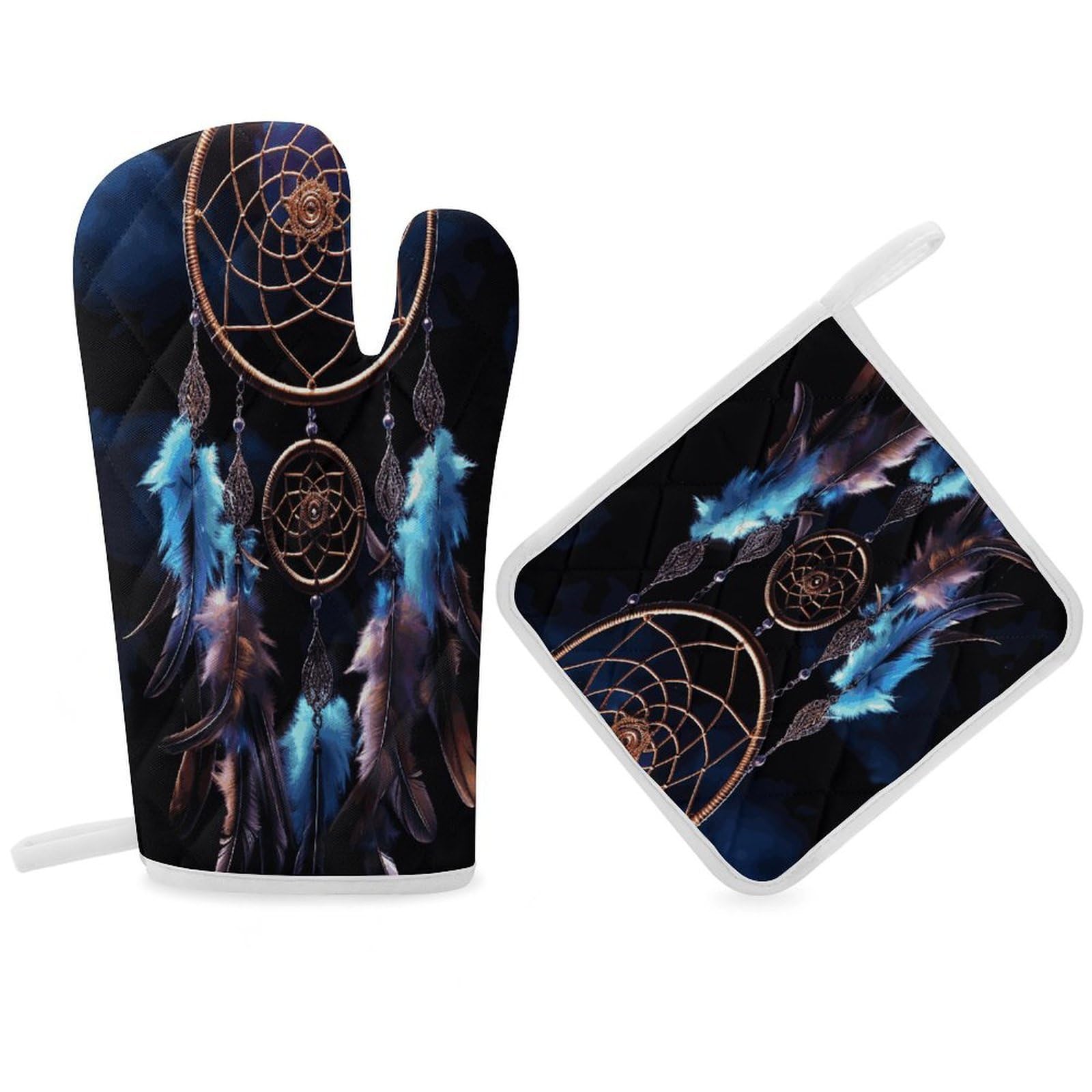 Fodpand Women's Style Dream Catcher Oven Mitts And Pot Holders Sets,Oven Gloves For Kitchen Oven Mitts And Potholders For Baking Cooking Grilling Apartment Essentials