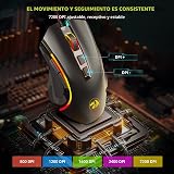 Redragon M602 Mouse para juegos, mouse ergonómico RGB para juegos con cable con 7200 DPI ajustables, 9 botones programables, software profesional para oficina de jugadores [negro]