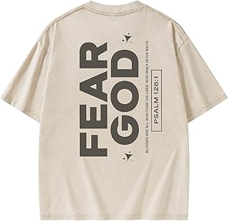 Graphic Tees Summer Women Men Cotton Novelty Oversized Crew Fear God Christian Washed T-Shirt