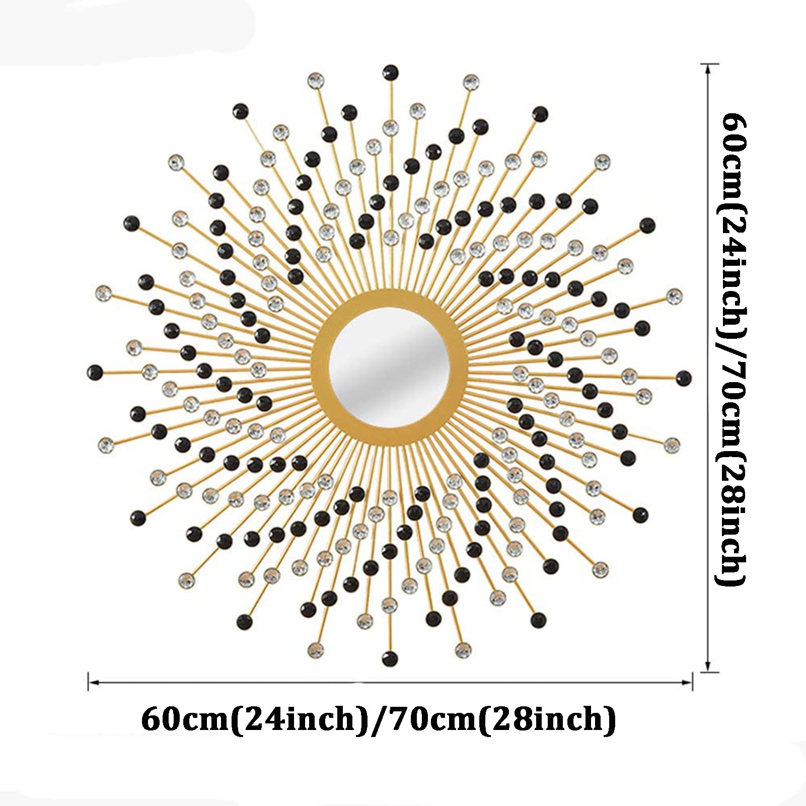 Großer runder Dekorative Wandspiegel, Gold Metall Rahmen Sunburst Dekorativer Wandspiegel, Wohnzimmer, Esszimmer, Flur Veranda Hängespiegel,Typeb,70cm(28inch)