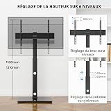 BONTEC Supporto da pavimento per TV da 30-70 pollici a LED LCD OLED al plasma piatto curvo, altezza regolabile alto TV Stand con staffe fino a 40kg, Max VESA 600x400mm. - 4
