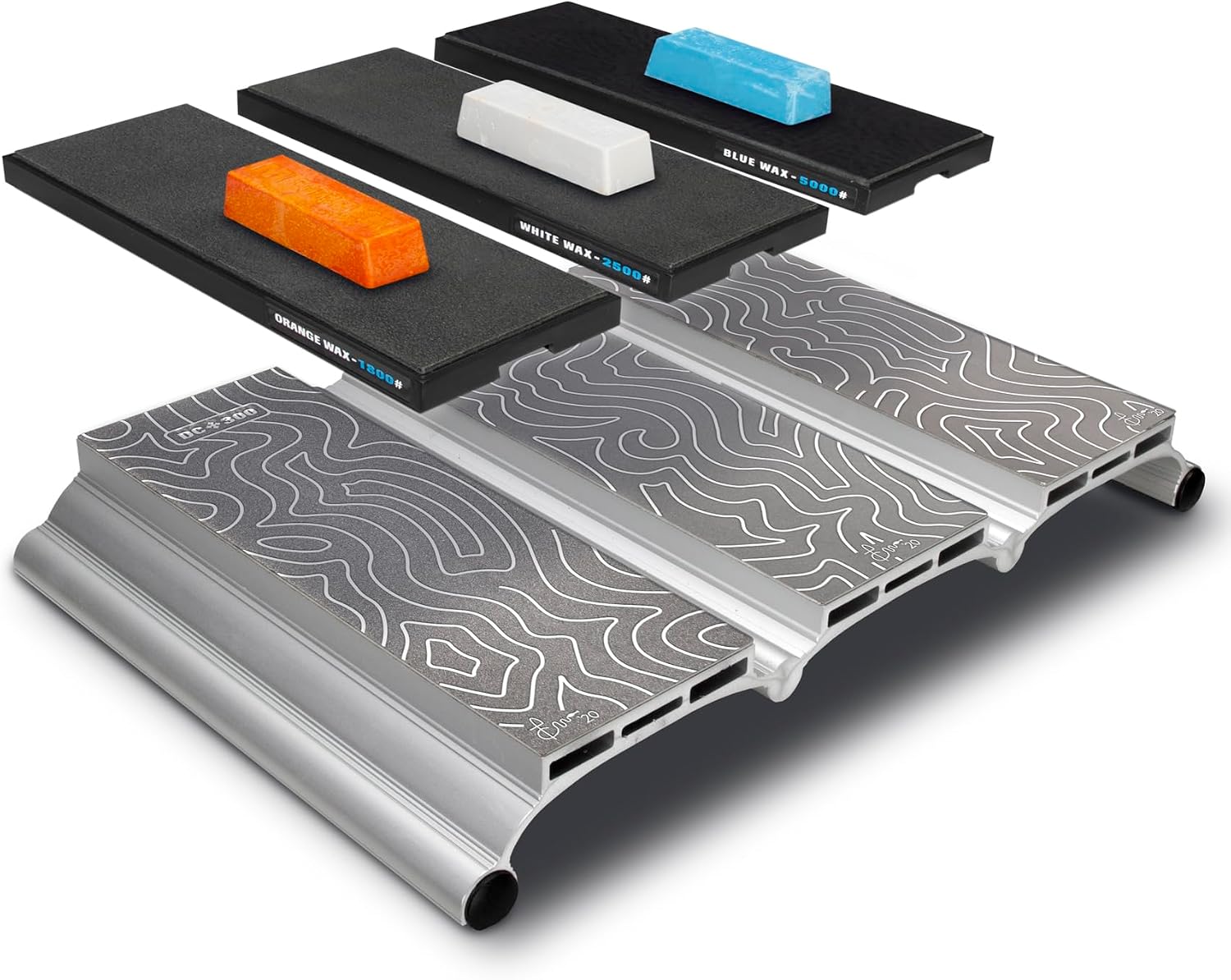 MPOWER 6-Stage Diamond Sharpening Stone Set - SBS Complete Bench Kit | Sharpen 300/600/1200, Strop Polish 1800/2500/5000 Waxes, Machine Flat Core, Lapping Fluid and Case, Side-By-Side Design