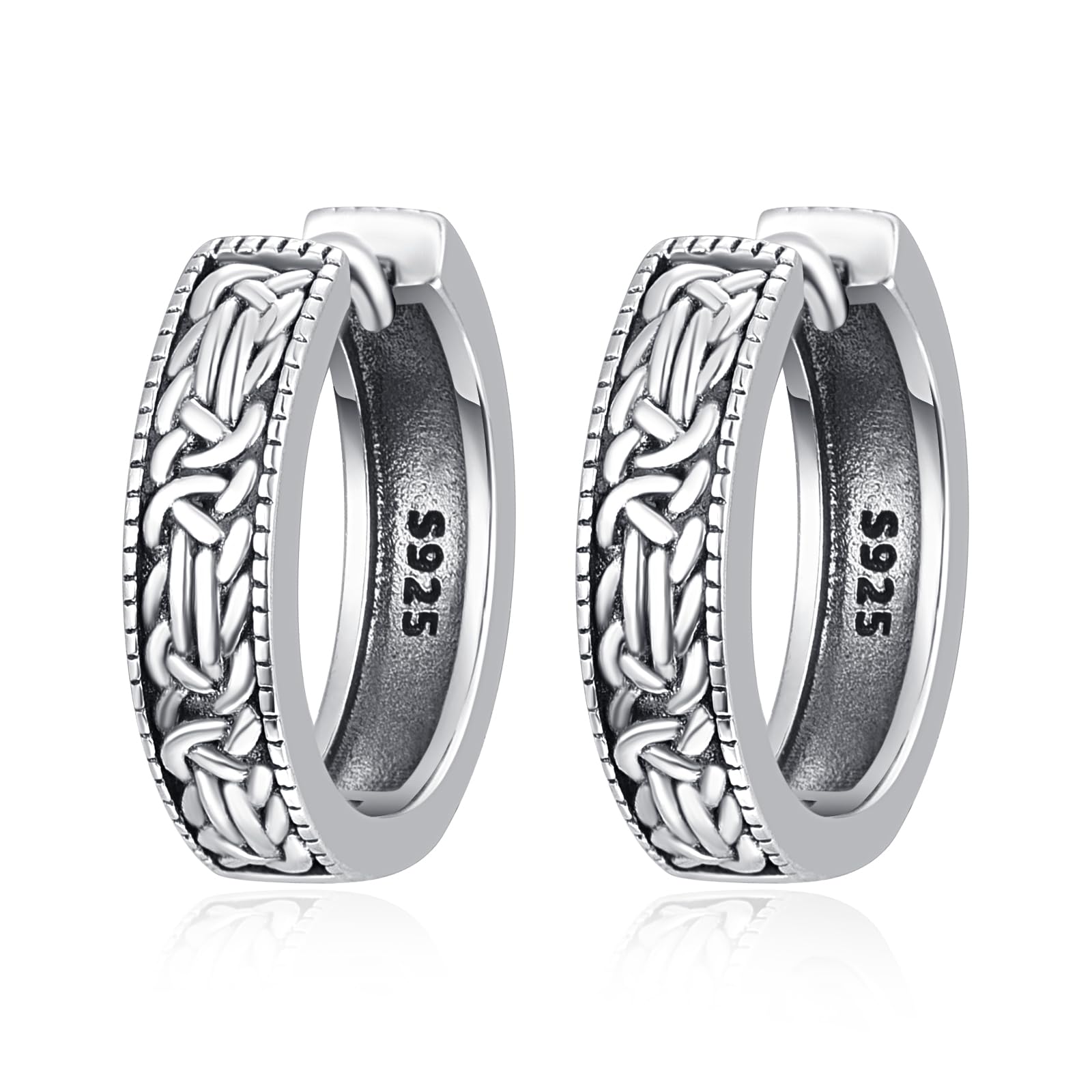 Pendientes de aro de plata de ley con nudo celta para hombre, aretes de aro con nudo celta, joyería de regalo para hombres y mujeres, Plata de ley, No es una piedra preciosa