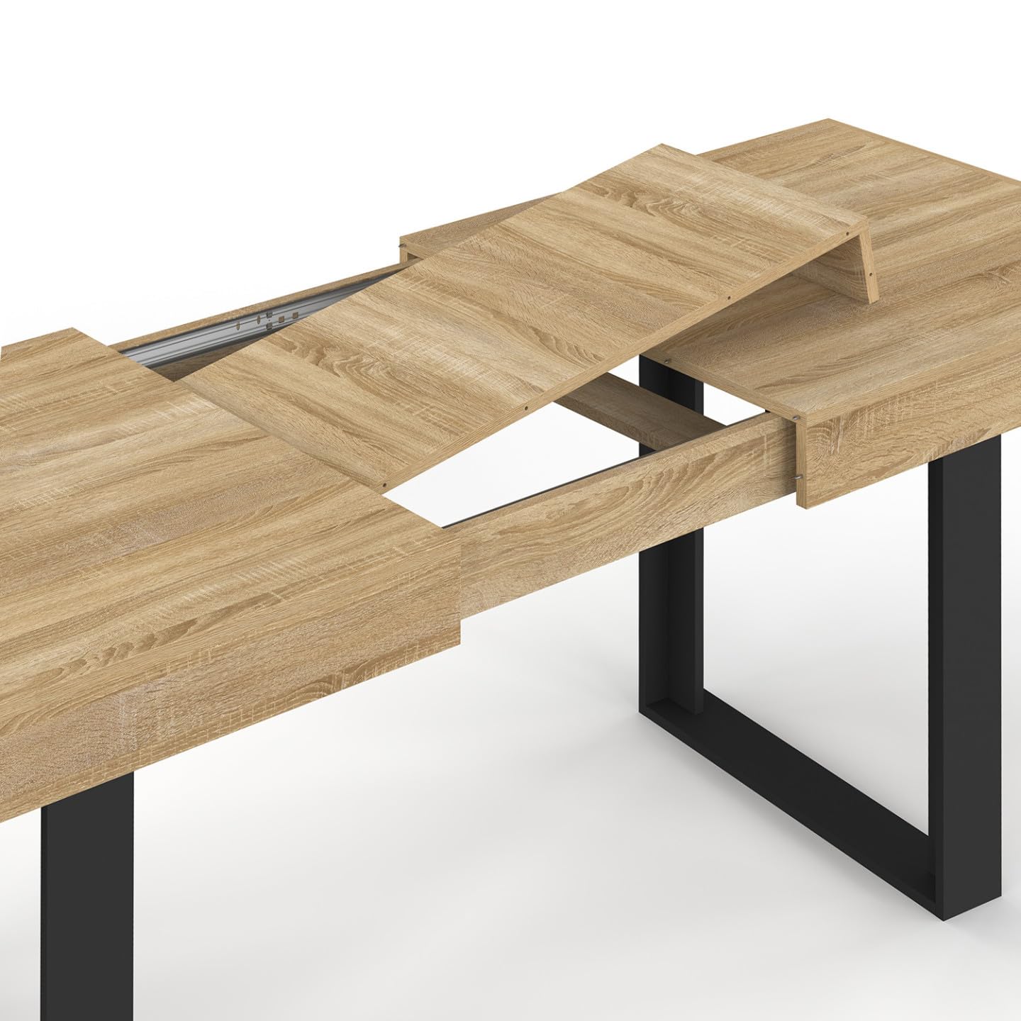 IDMarket - Table à Manger Extensible Rectangle Phoenix 4-8 Personnes Bois et Noir 160-200 cm