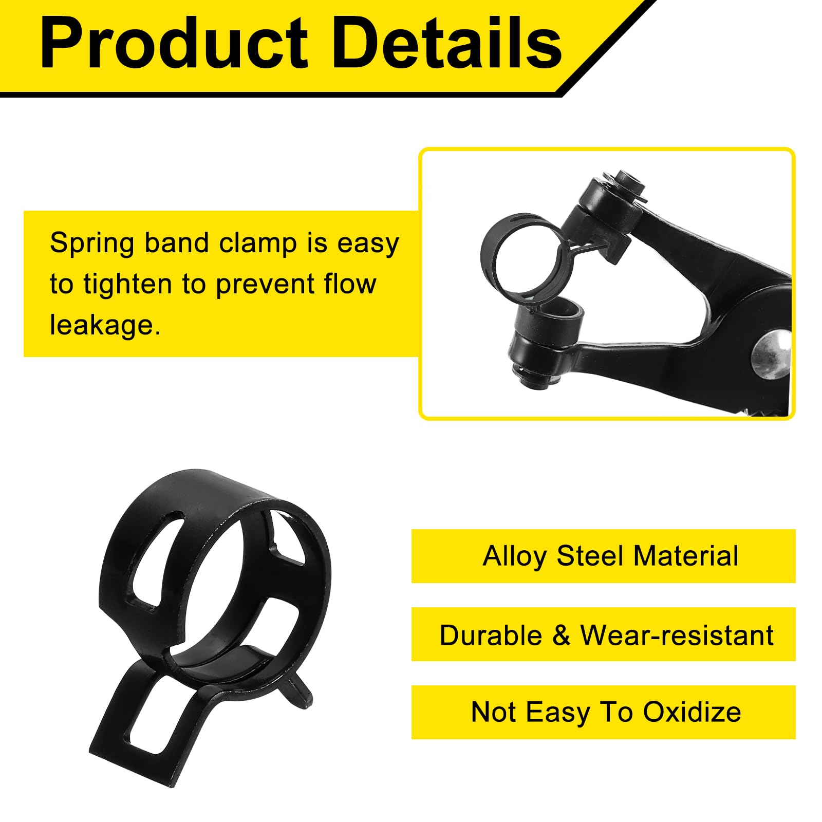 Sourcingmap 14Pcs Spring Band Type Action Fuel/Silicone Vacuum Hose Pipe Clamp - Image 3